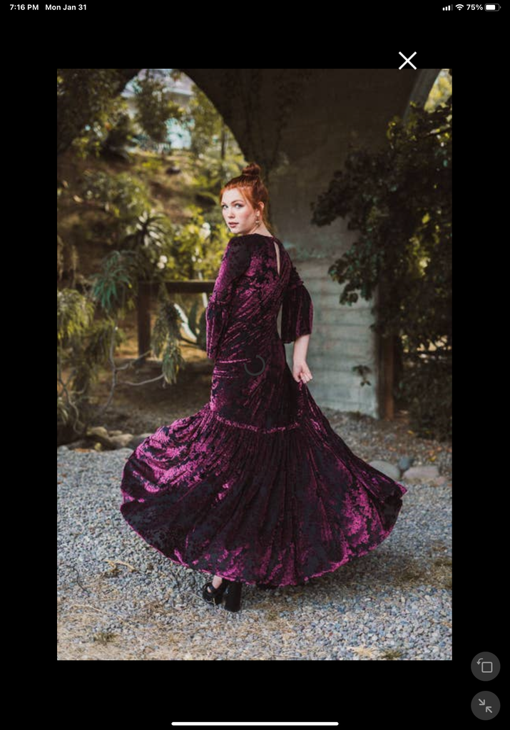 Caplet Burnout Velvet Maxi Dress M Caplet Burnout Velvet Maxi Dress M