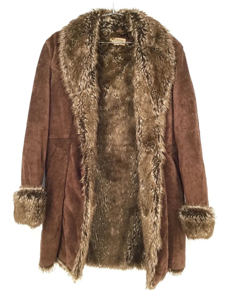 Vintage Suede Leather Faux Fur Lining Coat Vintage Suede Leather Faux Fur Lining Coat