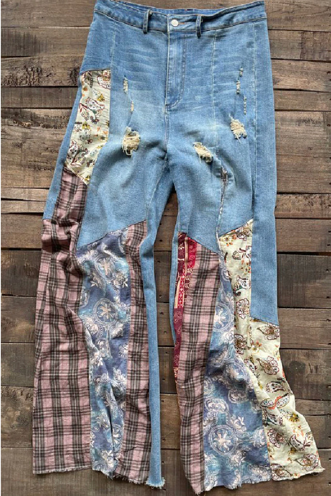 Patchwork Star Stuck Denim Flares Patchwork Star Stuck Denim Flares