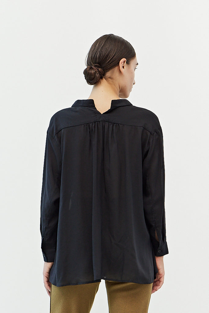 Black Button Up Blouse 3/4 Length Sleeves