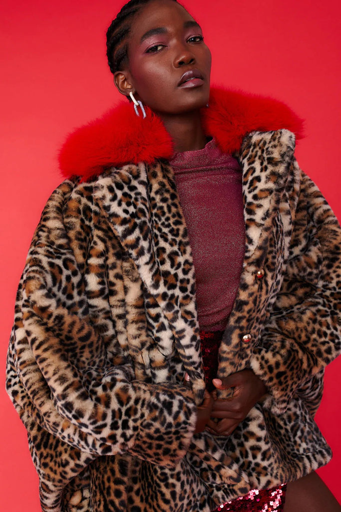 Leopard Faux Swing Coat
