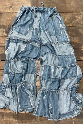 Ruffle It Up Velvet Pants - Golden
