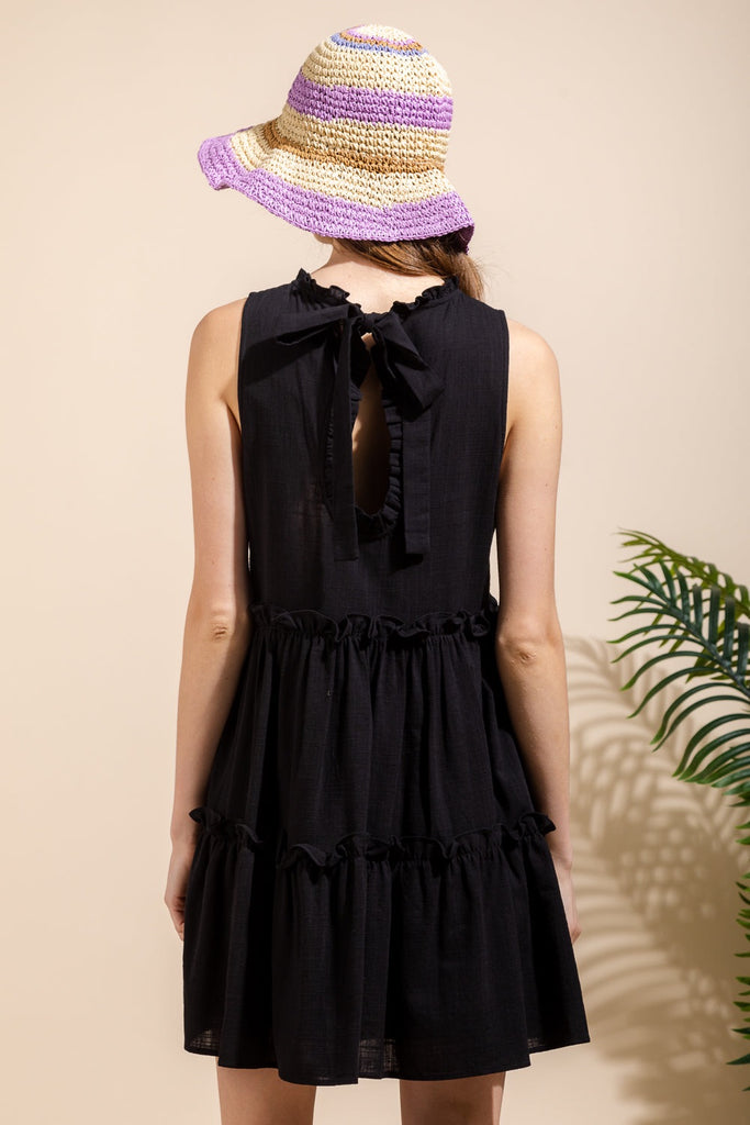 Black Mini Dress with Ruffle Detail