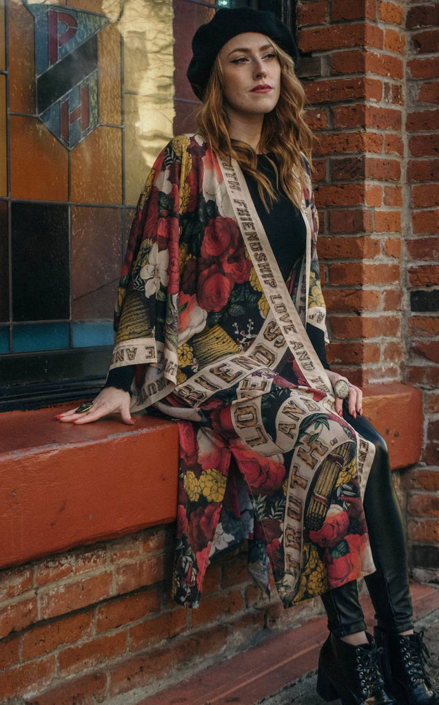 Friendship Love Truth Kimono Duster Coat Friendship Love Truth Kimono Duster Coat