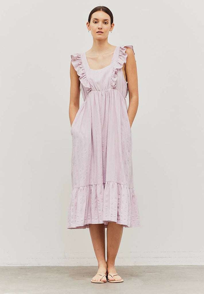 Ruffle Shoulder Empire Waist Dress