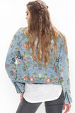 Lucinda Floral Embroidered Moto Denim Jacket