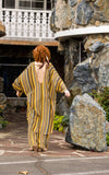 Bohemian Bank Striped Tunic Caftan Set