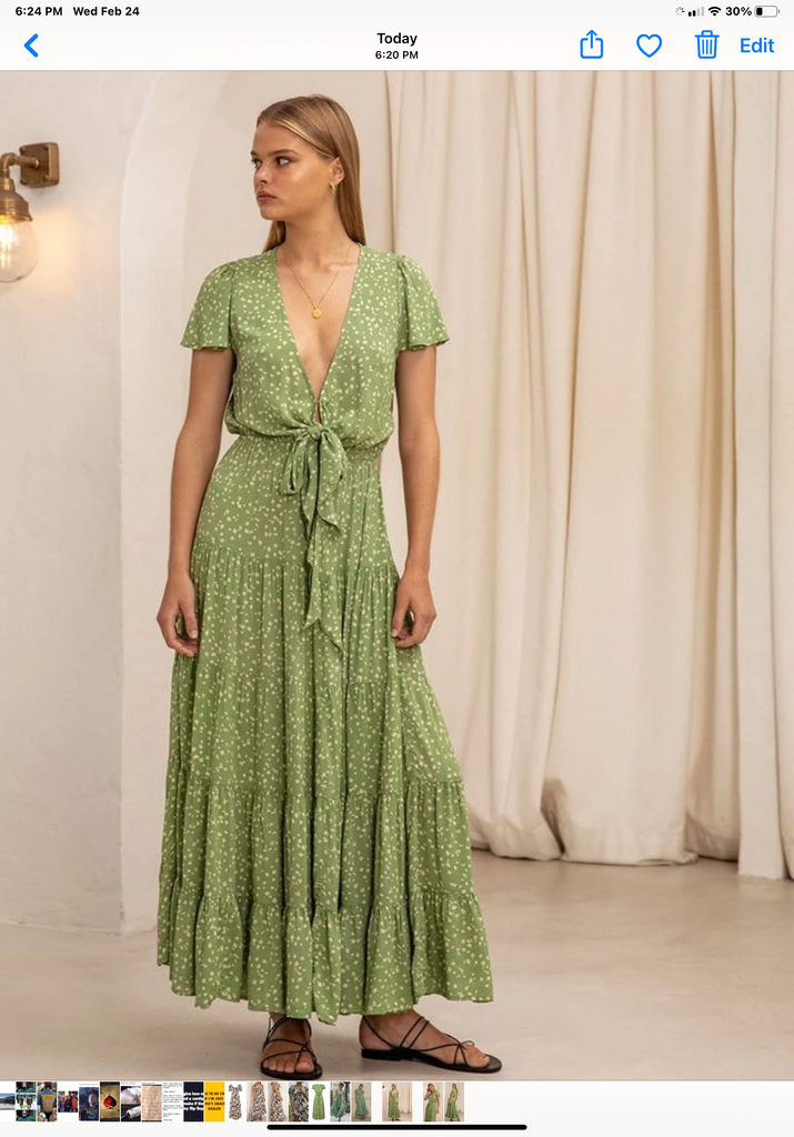 Lucia Ditsy Tie Front Maxi Dress