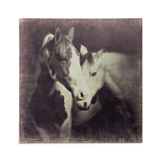 Vintage Sepia Horses Canvas Art Print