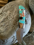 Turquoise Coral Straight Blade Knife