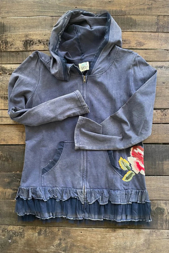 Rose Garden Navy Embroidered Jacket