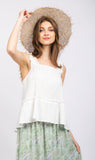 Square Neck Ruffle Sleeveless Top 4 Colors!