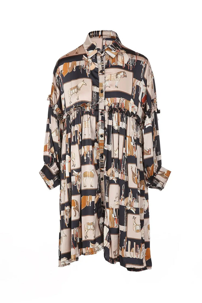 Equestrian Horse Shirt Dress One Size