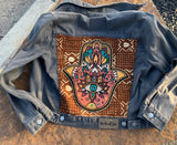 Beaded Hamsa Levi's Grey Denim Jacket