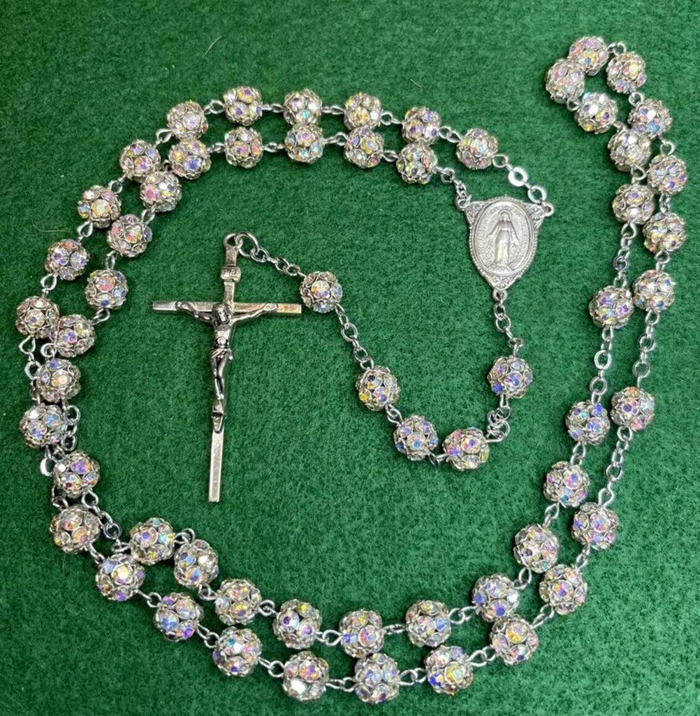 Sterling AB Swarovski Rondelle Crystal Rosary