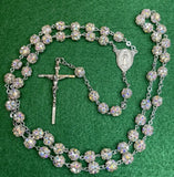 Sterling AB Swarovski Rondelle Crystal Rosary