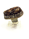 Tiger's Eye Skull Ring