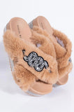 Sneaky Snake Platform Faux Fur Slides with Rhinestone Sole