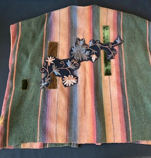 VIntage Serape Hip Length Desert Tone Vest  with Velvet Patchwork VIntage Serape Hip Length Desert Tone Vest  with Velvet Patchwork