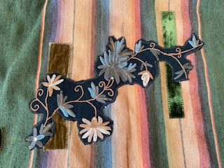 VIntage Serape Hip Length Desert Tone Vest with Velvet Patchwork