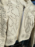 Kippys Cream Lamb Leather Short Jacket with Swarovski Crystals S