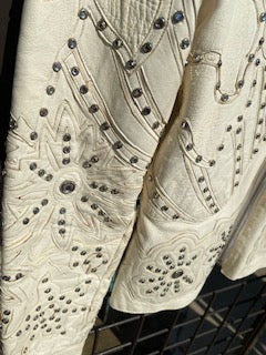 Kippys Cream Lamb Leather Short Jacket with Swarovski Crystals S