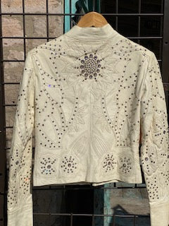 Kippys Cream Lamb Leather Short Jacket with Swarovski Crystals S