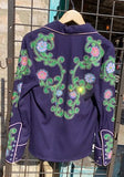 Rickrageous Custom Purple Pearl Snap Wool Gab Shirt Swarovski Crystals