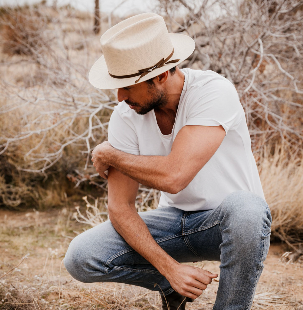 Stetson Open Road Straw Hat - Silver Belly Black Band