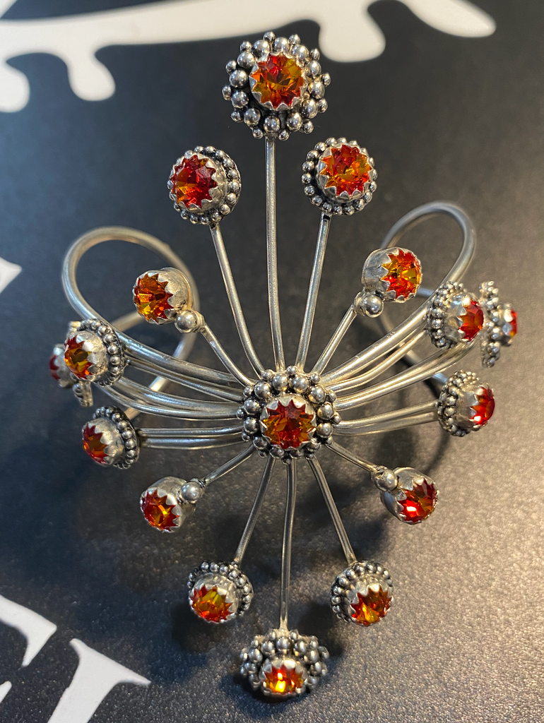 Viv Dame Cuff Bronze-Bright Silver-Fire Opal