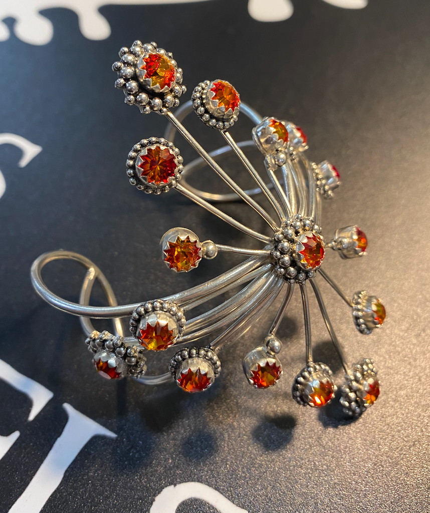 Viv Dame Cuff Bronze-Bright Silver-Fire Opal