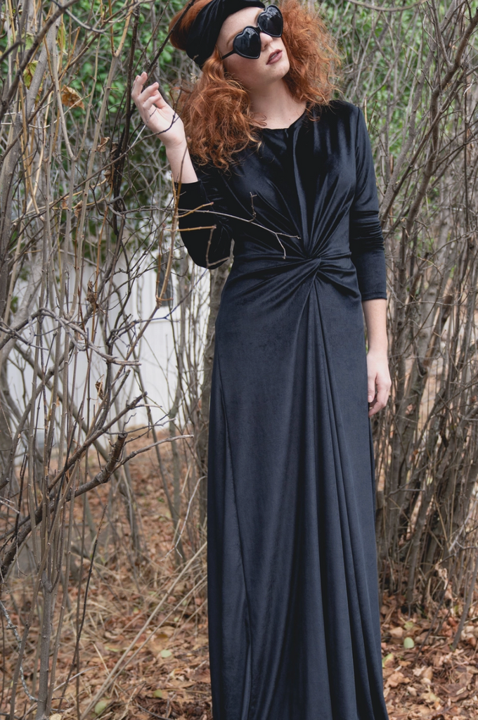 Black Velvet Knot Dress