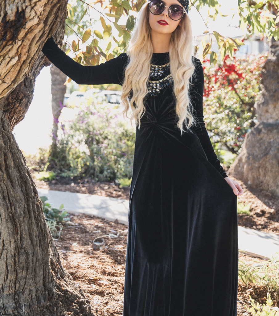 Black Velvet Knot Dress