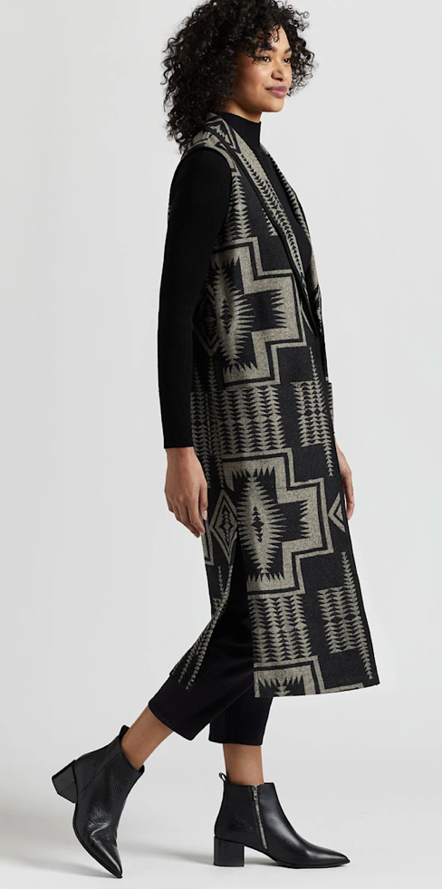 Pendleton HARDING LONG WOOL VEST Black & Grey