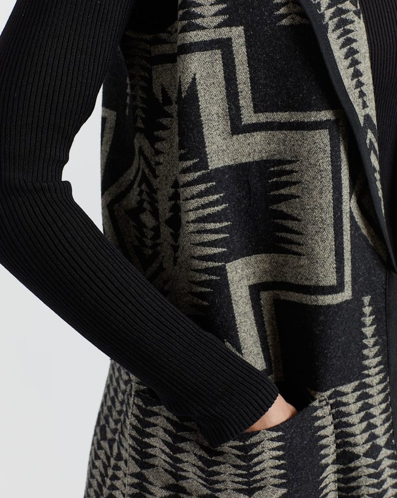 Pendleton HARDING LONG WOOL VEST Black & Grey