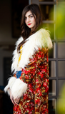 Penny Fresca Embroidered Faux Fur Maxi Coat
