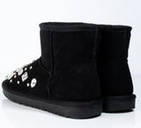 Cheyenne Black Ugg Like Boots with Bling