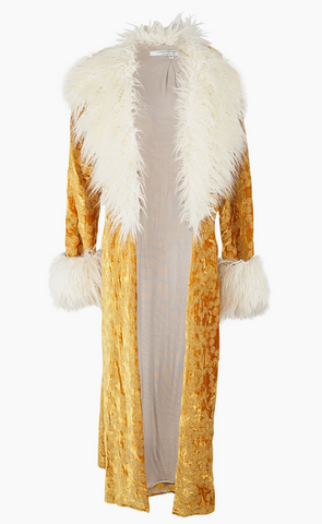 Penny Sunshine Embroidered Faux Fur Maxi Coat