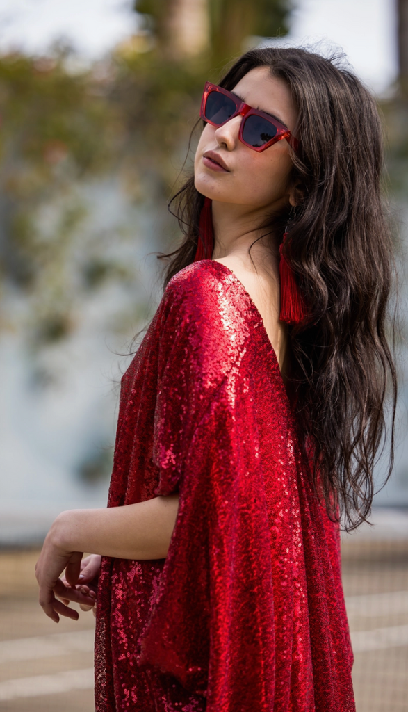 Ruby Red Sequin Kimono One Size Fits Most