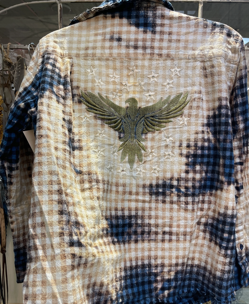 Reversible Distressed Checked Flannel Shirt Stars Phoenix