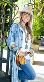 Out on the Range Oversized Distressed Denim Long Duster One Size
