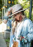 Out on the Range Oversized Distressed Denim Long Duster One Size