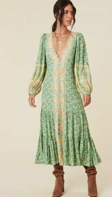 SPELL Madame Peacock Button Through  Gown