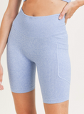 Seamless Hybrid Pocket Ribbed Highwaist Biker Shorts