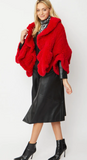 Red Faux Knit Fur Cape One Size!