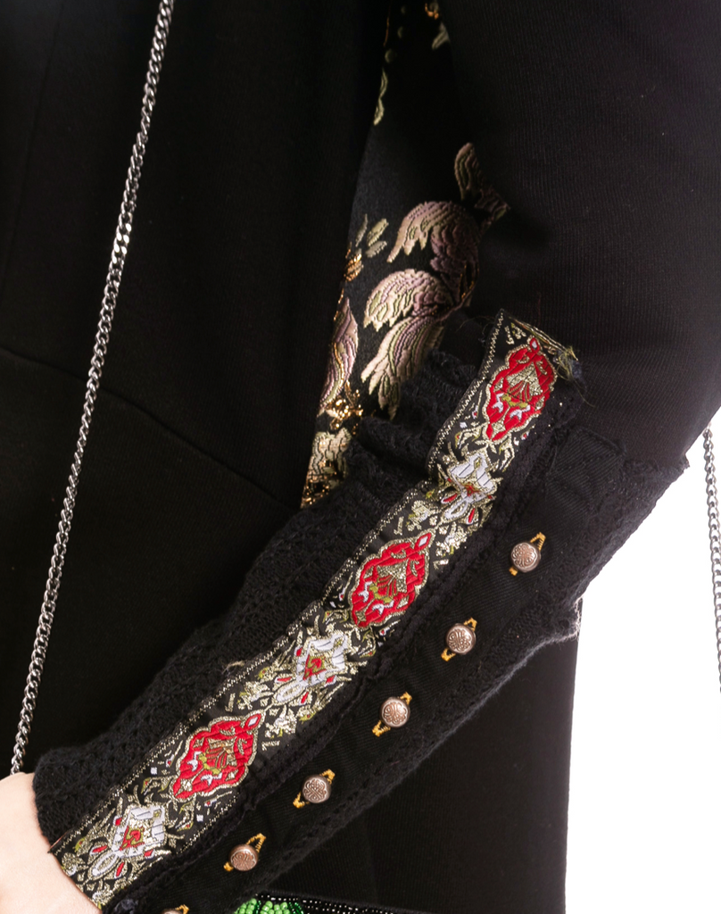 Multicolor Black Brocade Coat