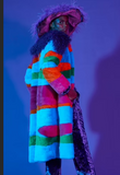 Rainbow Handmade Bamboo Faux Fur Coat