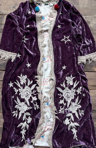 Long Velvet Embroidered Moonlight Walk Duster