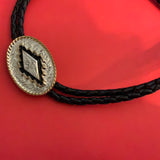 Oval Silver Gold Diamond Bolo