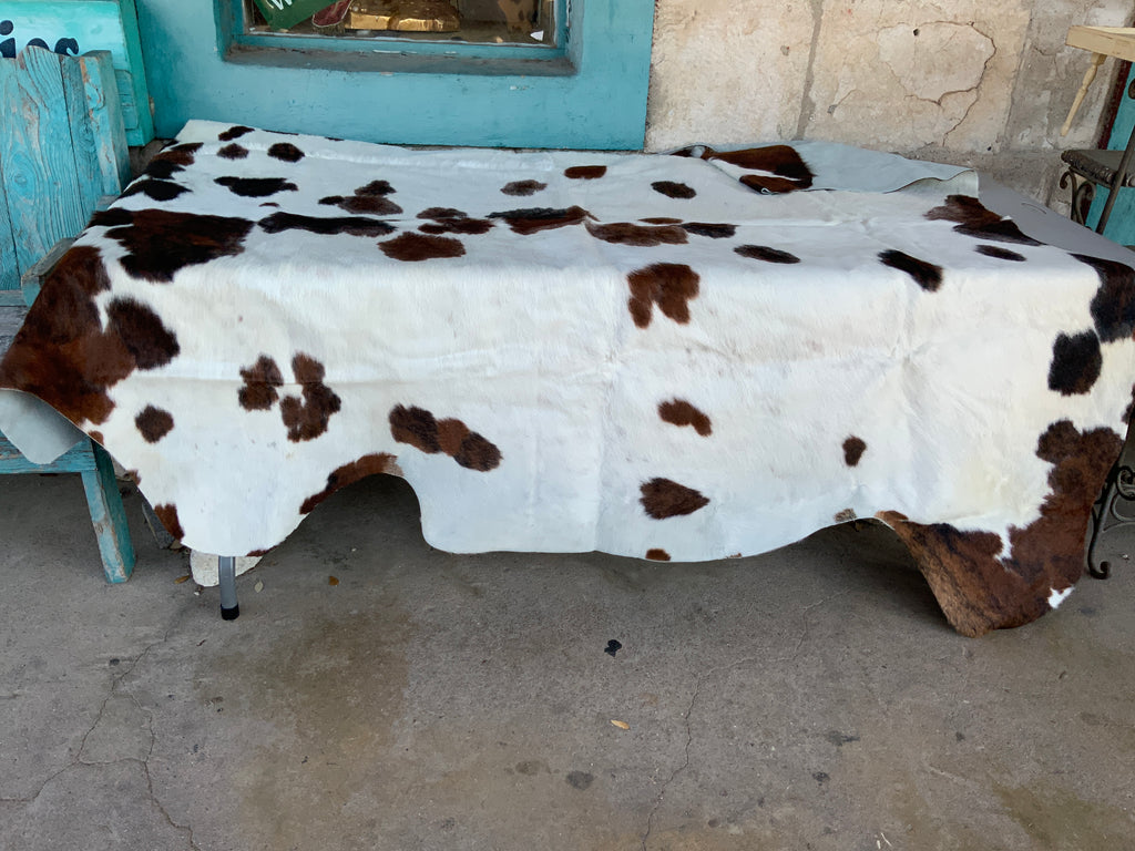 Brown and white with Brindle Brazilian Cowhide